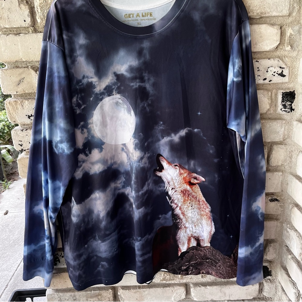 Get a life wolf howling at moon long sleeve shirt
